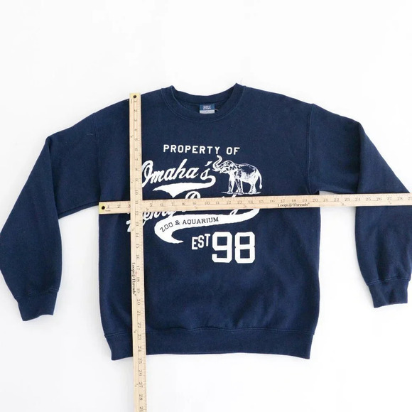 Vintage 90'S Mv Sport  Navy Omaha Zoo Aquarium Elephant Print Crew Neck Size M - Picture 4 of 13
